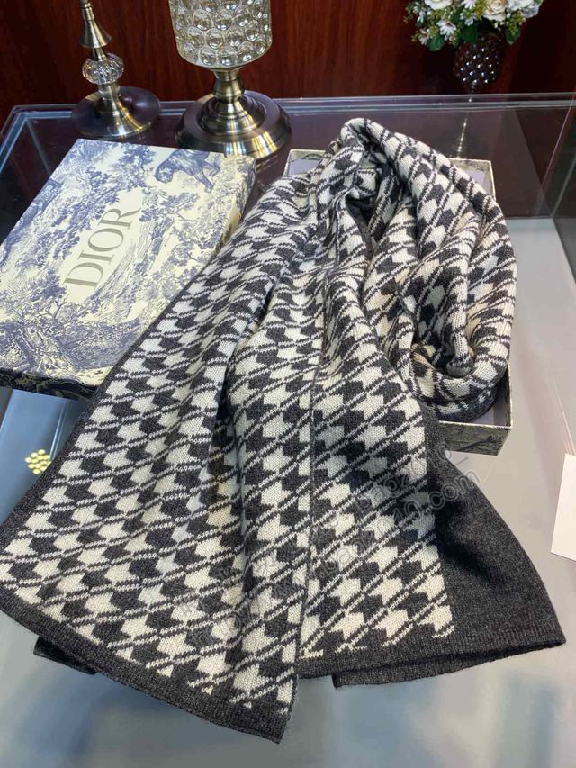 Dior圍巾 千鳥格秋冬必備時尚元素單品 迪奧羊絨交織女圍巾  llwj6730